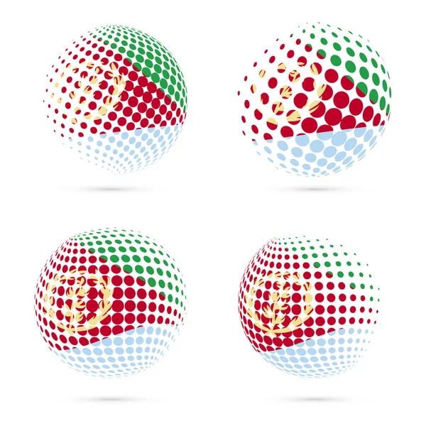 エリトリア ハーフトーン フラグがエリトリア国旗で愛国的なベクター デザイン 3 d ハーフトーン球をセット — ストックベクタ