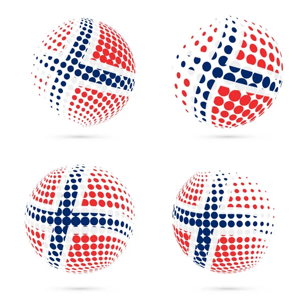 Noruega bandera de medio tono conjunto vector patriótico diseño esfera de medio tono 3D en Noruega colores de la bandera nacional — Archivo Imágenes Vectoriales