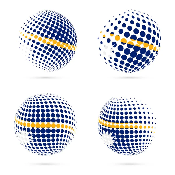 Nauru halftone flag set patriotic vector design esfera de medio tono 3D en colores de la bandera nacional de Nauru — Vector de stock