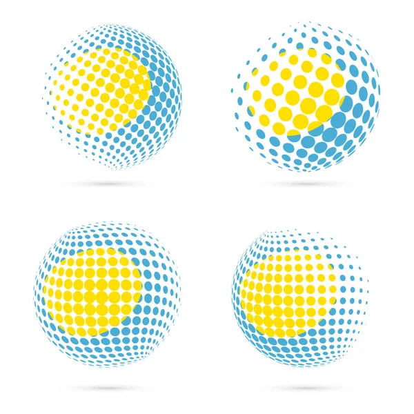 Palau semitono establecido patriótico vector diseño 3d semitono esfera en colores de la bandera nacional de Palau — Vector de stock