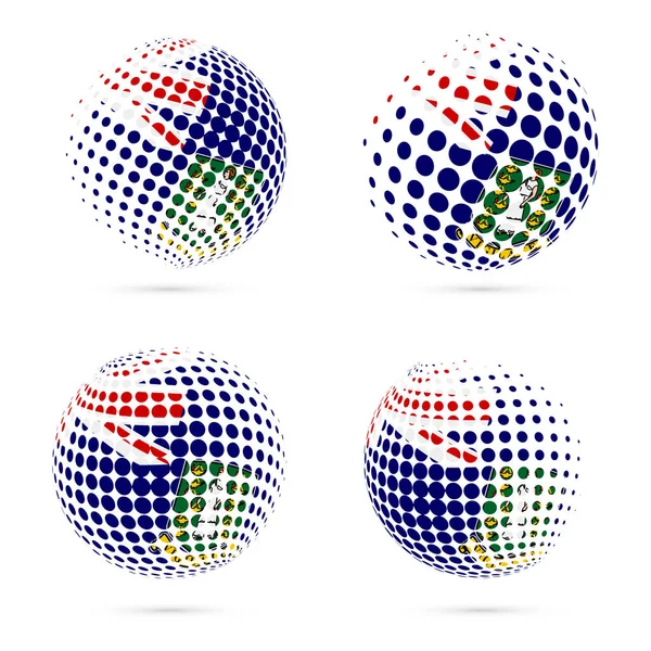 Британские полутоновый флаг Виргинских островов установил патриотический векторный дизайн 3D полутоновой сферы на Виргинских островах — стоковый вектор