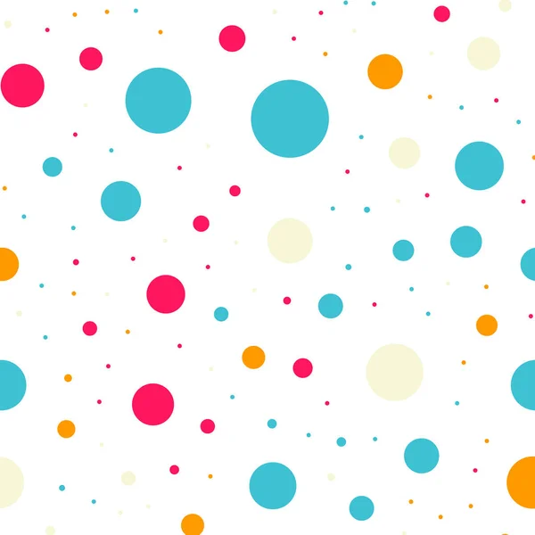 Kleurrijke polka dots naadloze patroon op zwart 18 achtergrond mooie klassieke kleurrijke polka dots — Stockvector