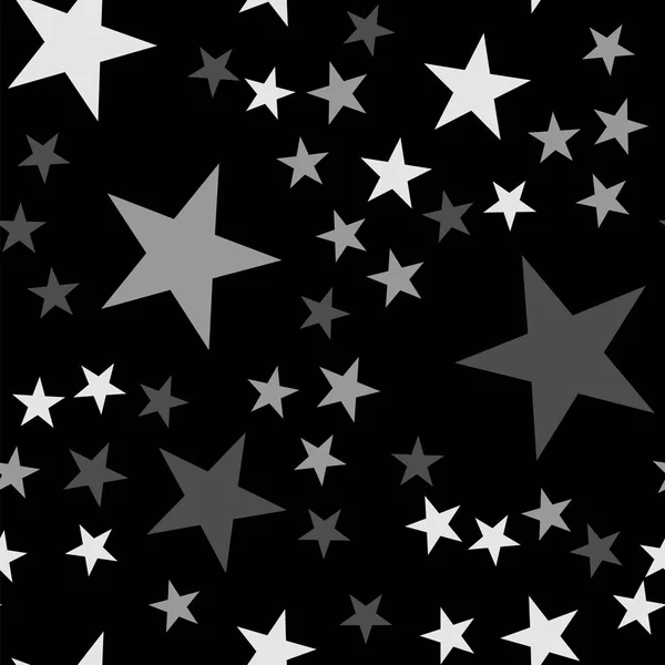 Étoiles blanches motif sans couture sur fond noir Belles étoiles blanches éparpillées aléatoires sans fin — Image vectorielle