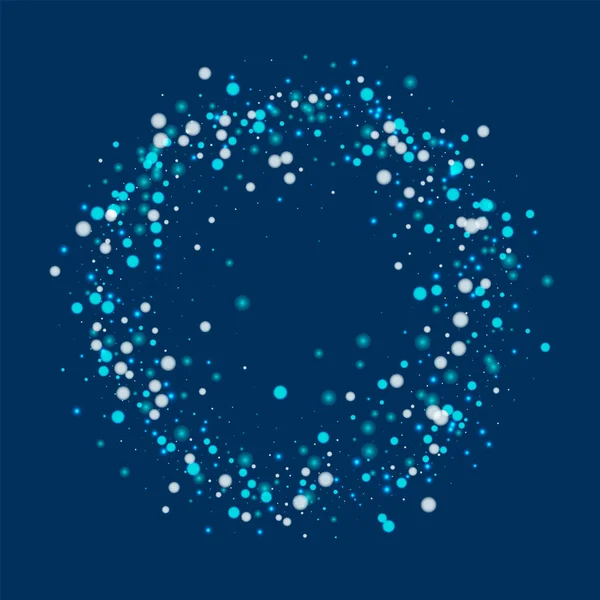 Güzel yağan kar daire çerçeve ile derin mavi arka plan vektör üzerinde güzel yağan kar