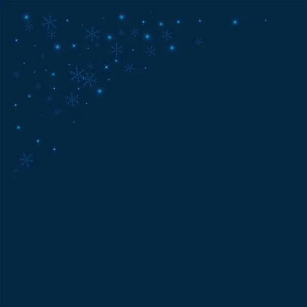 Neige clairsemée Coin supérieur gauche sur fond bleu profond Illustration vectorielle — Image vectorielle