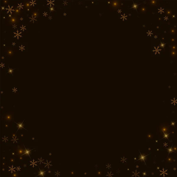 Seyrek yıldızlı kar köşe çerçeve siyah arka planda vektör çizim — Stok Vektör