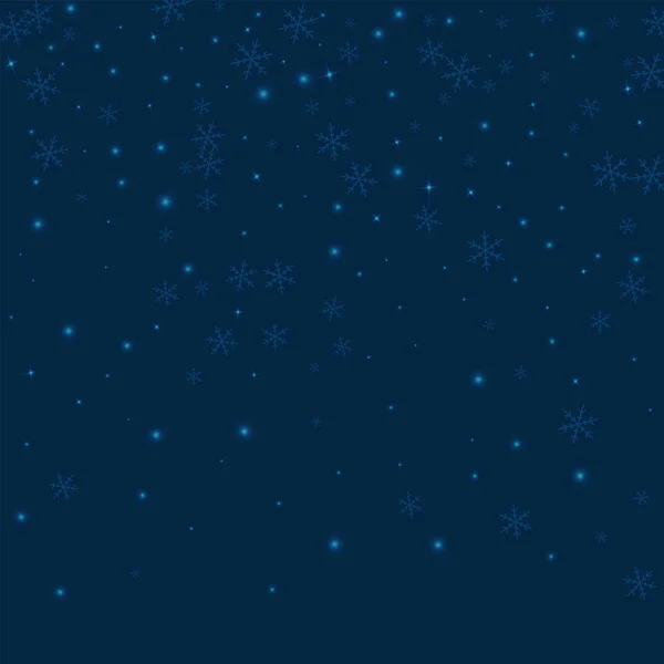 Sparse gloeiende sneeuw Top verloop op diep blauwe achtergrond vectorillustratie — Stockvector