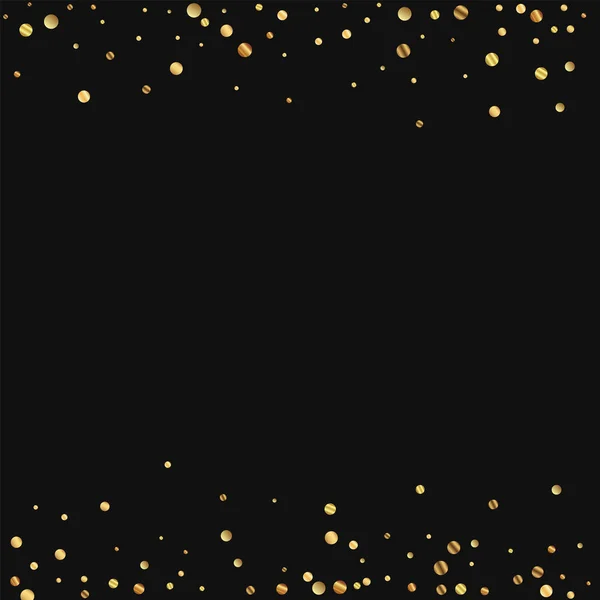 Spärliches Gold-Konfetti grenzt auf schwarzem Hintergrund Vektor Illustration — Stockvektor