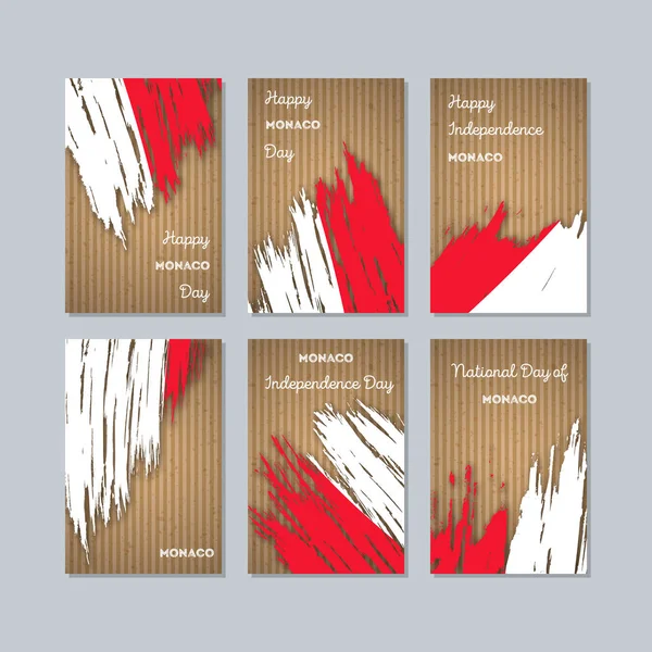 Monaco vatansever kartları Milli Günü ifade fırça darbesi kraft ulusal bayrak renk için
