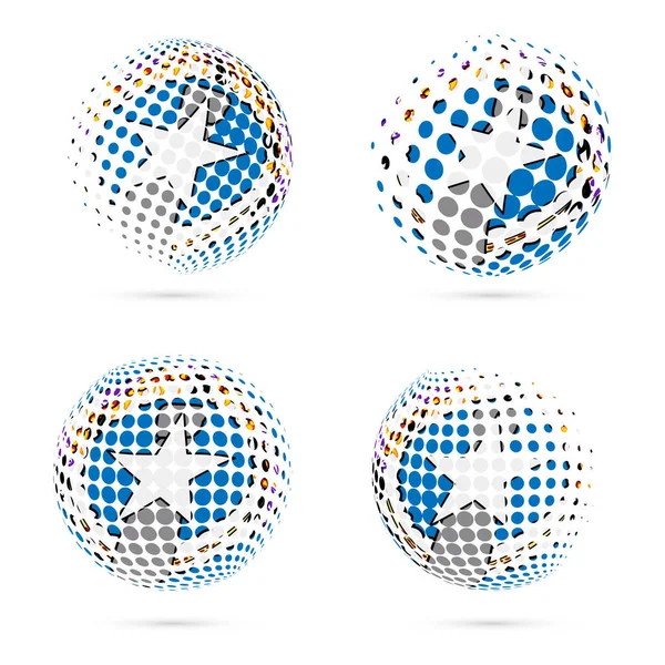 Northern Mariana Islands halftone flag set patriotic vector design 3D halftone sphere in Northern — Stock Vector