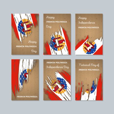 Fransız Polinezyası vatansever kartları için Milli Günü ifade fırça darbesi ulusal bayrak renkleri