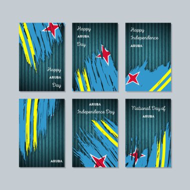 Aruba vatansever kartları için Milli Günü ifade fırça darbesi kara günü ulusal bayrak renklerde