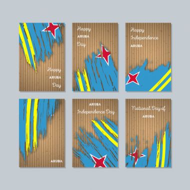 Aruba vatansever kartları Milli Günü ifade fırça darbesi kraft ulusal bayrak renk için