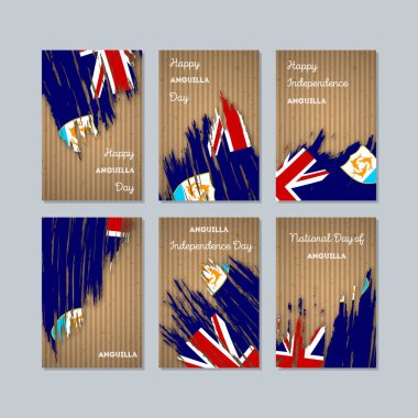 Anguilla vatansever kartları Milli Günü ifade fırça darbesi kraft ulusal bayrak renk için