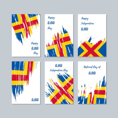 Aland vatansever kartları Milli Günü ifade fırça darbesi beyaz Milli bayrak renk için