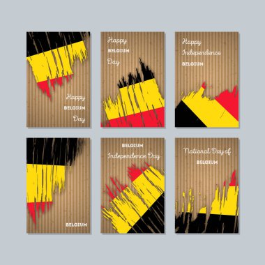 Belçika Milli Günü ifade fırça darbesi kraft ulusal bayrak renk için vatansever kartları
