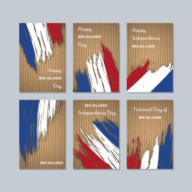 Bes vatansever kartları için Milli Günü ifade fırça darbesi ulusal bayrak renkleri üzerinde Adaları