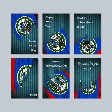 Belize vatansever kartları için Milli Günü ifade fırça darbesi kara günü ulusal bayrak renklerde