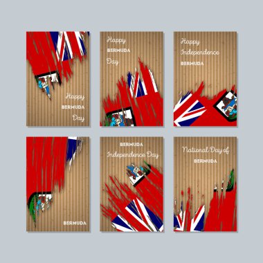 Bermuda Milli Günü ifade fırça darbesi kraft ulusal bayrak renk için vatansever kartları