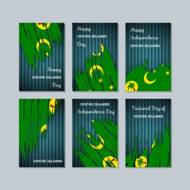 Cocos Adaları vatansever kartları Milli Günü ifade fırça darbesi ulusal bayrak renk için