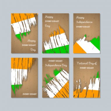 Fildişi Sahili Milli Günü ifade fırça darbesi ulusal bayrak renk için vatansever kartları