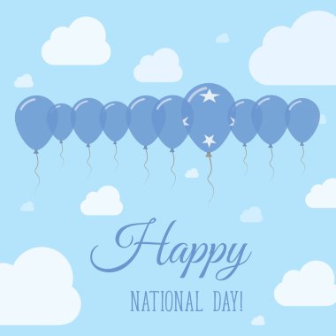 Mikronezya Federe Devletleri Ulusal gün düz vatansever Poster satır renkleri balon