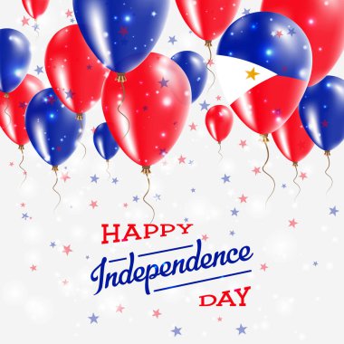 Filipinler vektör vatansever Poster Bağımsızlık günü afişini parlak renkli balonları ile