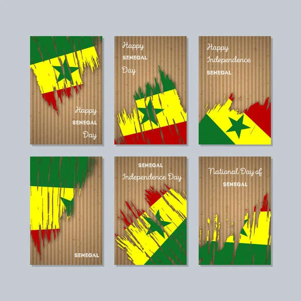 Senegal Milli Günü ifade fırça darbesi kraft ulusal bayrak renk için vatansever kartları