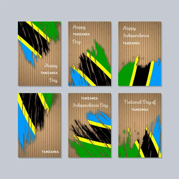 Tanzanya vatansever kartları Milli Günü ifade fırça darbesi kraft ulusal bayrak renk için