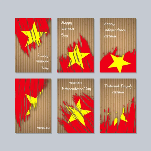 Vietnam vatansever kartları Milli Günü ifade fırça darbesi kraft ulusal bayrak renk için