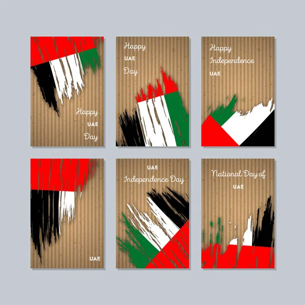 BAE vatansever kartları için Milli Günü ifade fırça darbesi kraft kağıt üzerinde ulusal bayrak renklerde