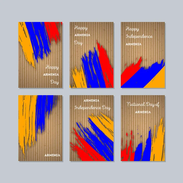 Ermenistan Milli Günü ifade fırça darbesi kraft ulusal bayrak renk için vatansever kartları