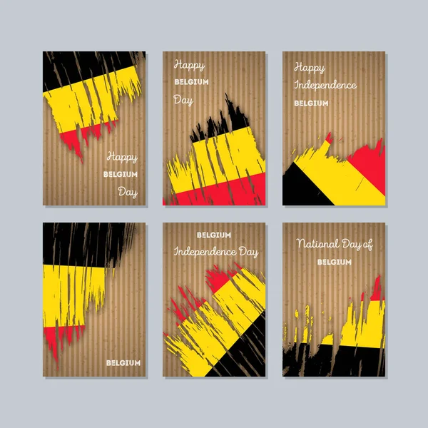 Belçika Milli Günü ifade fırça darbesi kraft ulusal bayrak renk için vatansever kartları