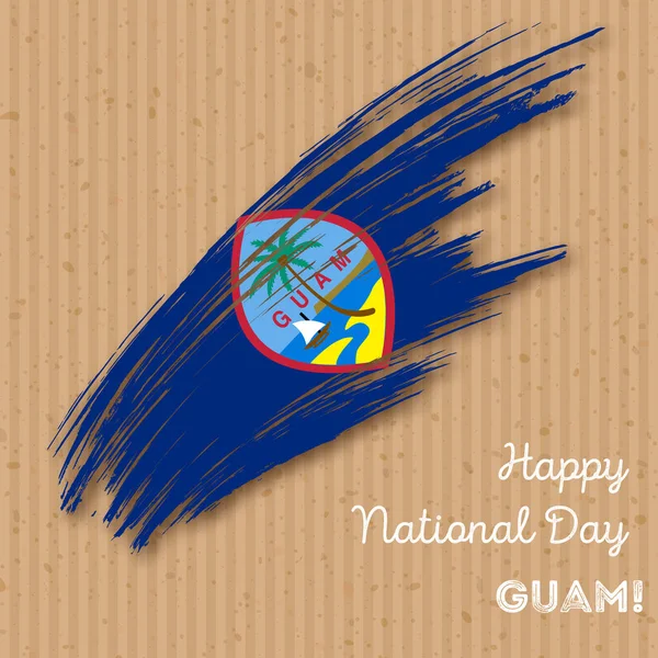 Guam den nezávislosti vlastenecký Design expresivní tah štětce v národních barvách vlajky na kraft — Stockový vektor