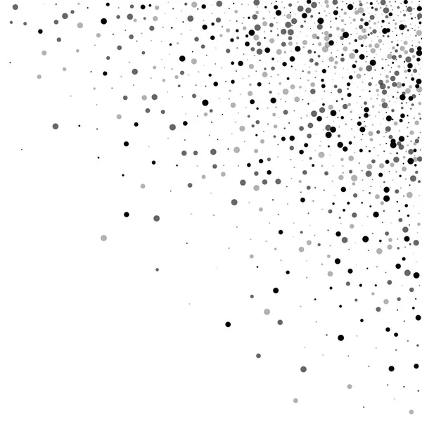 Dichte schwarze Punkte oben rechts verstreut mit dichten schwarzen Punkten auf weißem Hintergrund Vektor — Stockvektor