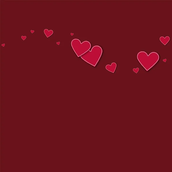 Recorte corazones de papel rojo Top wave sobre fondo rojo vino Ilustración vectorial — Vector de stock