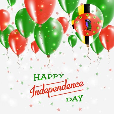 Dominika vektör vatansever Poster Bağımsızlık günü afişini ülkenin parlak renkli balonlar ile