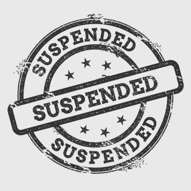 Askıya alınan damga izole Grunge beyaz arka plan üzerinde metin mürekkep dokulu yuvarlak mühür ve