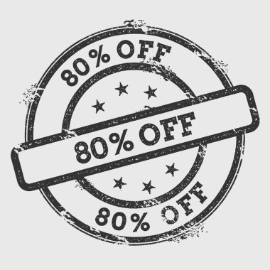 80 lastik damgası kapalı izole Grunge beyaz arka plan üzerinde metin mürekkep dokulu yuvarlak mühür ve