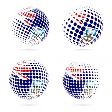 Falkland yarı ton bayrak vatansever vektör tasarım 3d noktalı resim küre içinde Falkland Ulusal bayrağını ayarlayın.