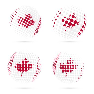 Kanada yarı ton bayrak vatansever vektör tasarım 3d noktalı resim küre Kanada ulusal bayrak renkleri ayarla.