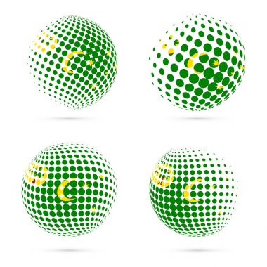 Cocos Adaları yarı ton bayrak vatansever vektör tasarım 3d noktalı resim küre Cocos Adaları ayarla.