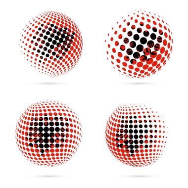 Arnavutluk yarı ton bayrak vatansever vektör tasarım 3d noktalı resim küre Arnavutluk ulusal bayrak ayarla.