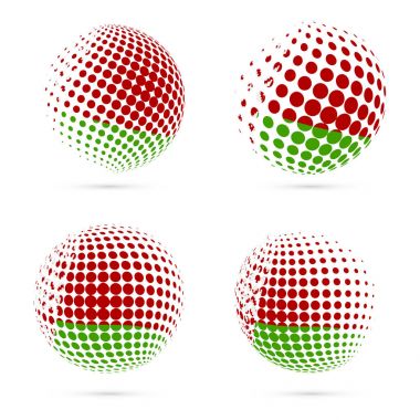 Beyaz Rusya yarı ton bayrak vatansever vektör tasarım 3d noktalı resim küre Beyaz Rusya ulusal bayrak ayarla.