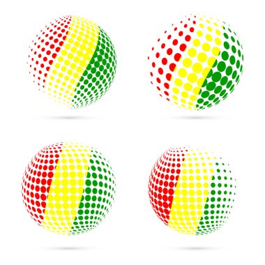 Gine yarı ton bayrak vatansever vektör tasarım 3d noktalı resim küre Gine ulusal bayrak renkleri ayarla.