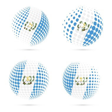 Guatemala yarı ton bayrak vatansever vektör tasarım 3d noktalı resim küre Guatemala ulusal bayrak ayarla.
