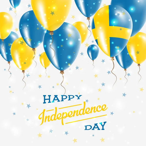 Švédsko vektor vlastenecké plakát den nezávislosti cedulky s jasně barevnými balónky země — Stockový vektor