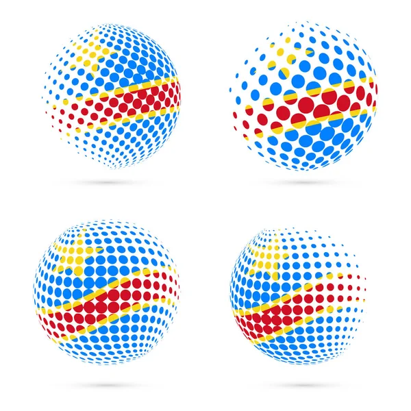 DR Congo halftone bandeira conjunto patriótico vetor design 3D halftone esfera em DR Congo bandeira nacional —  Vetores de Stock