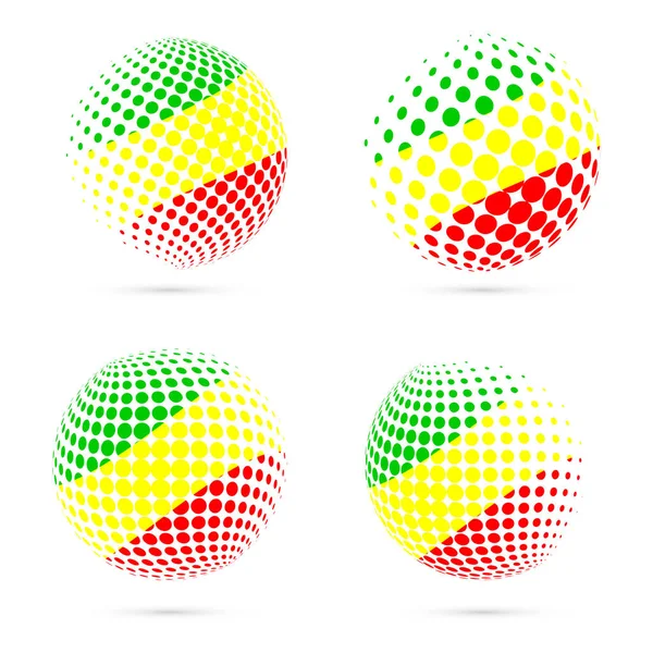 Congo medio tono establecido patriótico vector diseño 3d semitono esfera en colores de la bandera nacional de Congo — Vector de stock