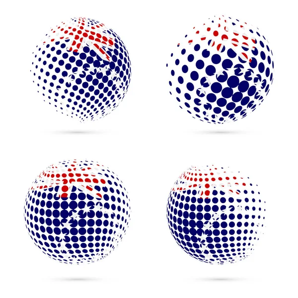 Islas Cook bandera de medio tono conjunto diseño vectorial patriótico esfera de medio tono 3D en Islas Cook nacional — Vector de stock